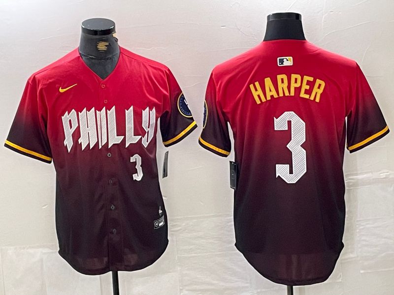 Men Philadelphia Phillies #3 Harper Red City Edition Nike 2024 MLB Jersey style 4->->MLB Jersey